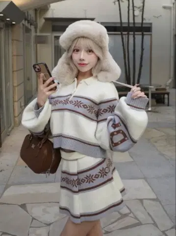 다리치 더블 패브릭 플라이트 캡 아이보리