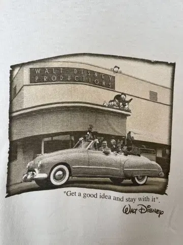 디즈니 빈티지 월트 미키 실사 T셔츠 XL 사이즈 90s