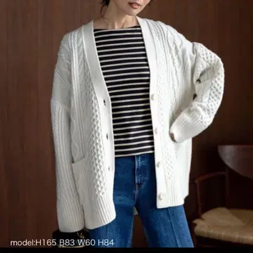 23구 [세탁 가능] 울 캐시미어 아란 패턴 가디건 M 사이즈