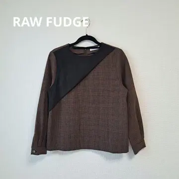 RAW FUDGE 글렌체크 절개 블라우스 M