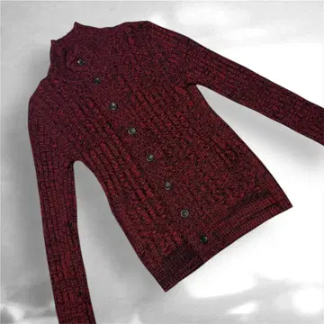 빨간색과 블랙 니트 가디건 두꺼운 원단 MICHEL KLEN