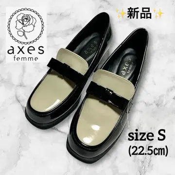 새상품 axes femme 리본 달린 힐 로퍼 심플 S 아이보리색