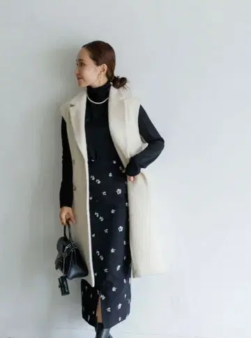 블루 레어, 트위드 스커트, 블랙, 38 사이즈