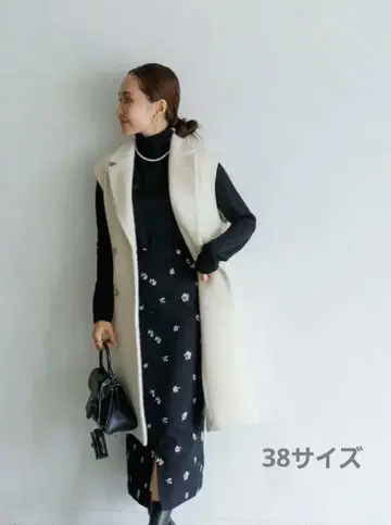 블루 레어, 트위드 스커트, 블랙, 38 사이즈