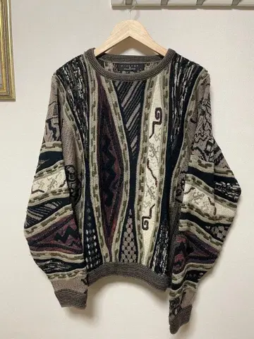 Protege L 사이즈 기하학 패턴 니트 스웨터