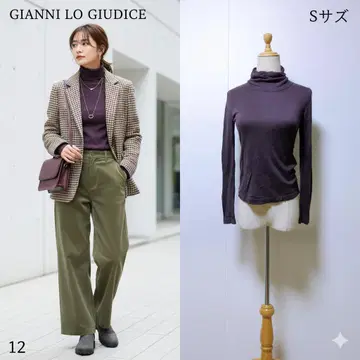 잔니로 주디체 터틀넥 티셔츠 긴팔 톤 다운 퍼플 무지