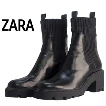 새상품급 ZARA 사이드 고어 부츠 리브 니트 삭스 블랙 Y2K 통굽