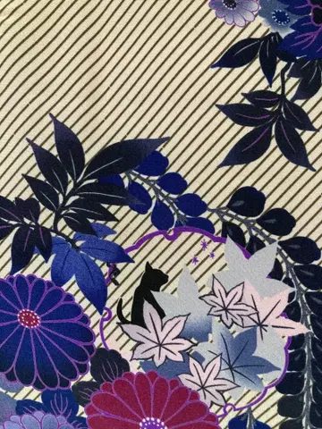 후리후 코몬 이중 기모노 밤하늘 고양이