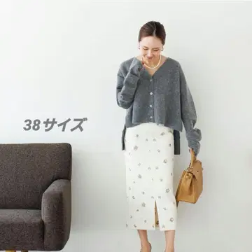 블루 레어, 트위드 스커트, 화이트, 38 사이즈