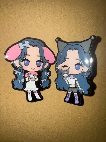 르세라핌 마이멜로디 쿠로미 핀 배지 윤진 2개 세트