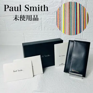[ 미사용 ] Paul Smith 키케이스 가죽 멀티 스트라이프 블랙