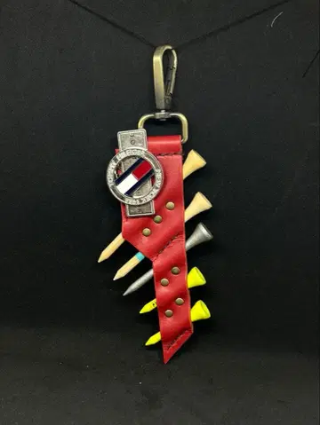 골프공 마커 홀더 티 케이스 라운드 파우치 티 홀더 천연 가죽 빨간색