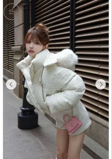 랜디 비대칭 버클 트위드 패딩 자켓