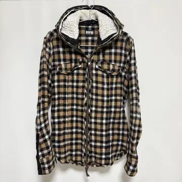 PPFM 체크 무늬 더블 지퍼 후드티