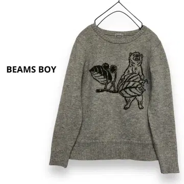 BEAMS BOY 곰 자수 통나무 자수 울 니트