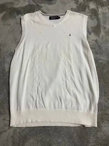 le coq sportif 골프 화이트 니트 베스트 V넥