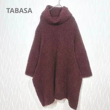 TABASA 타바사 알파카 혼방 터틀넥 니트 스웨터 와인 레드