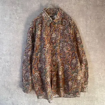 페이즐리 무늬 셔츠 컬러풀 긴팔 브라운 계열 프리 사이즈 L 사이즈 정도