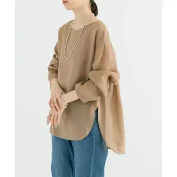 미사용 Urban research 라미 블라우스 베이지 린넨