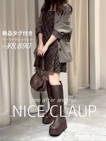 NICE CLAUP 테일러드 자켓 체크 레이스