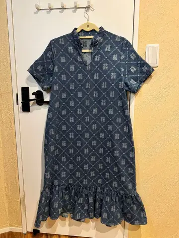 빈티지 데님 차이나 원피스 치파오풍 레트로 원피스