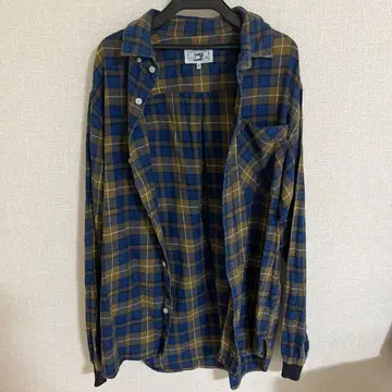 다퍼 오브 세인트 조지 긴팔 셔츠 M 사이즈 파랑 x 브라운 체크 무늬