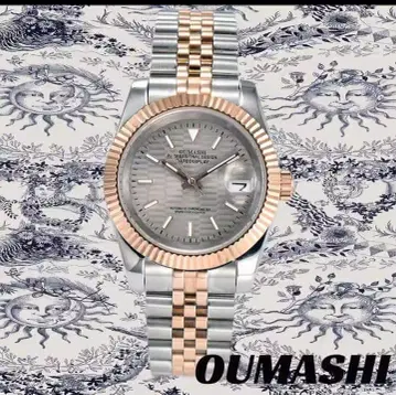 OUMASHI 자동 와인딩 손목시계 실버/로즈 골드 nh35