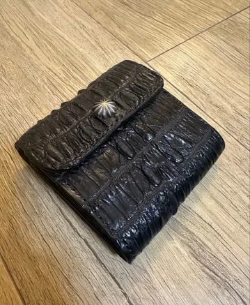숏 트래커 지갑 악어 천연 가죽 핸드메이드