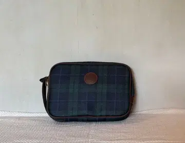 그린 계열 체크 클러치백