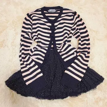 Y2K 페어리 그런지 리본 보더 가디건 갸루 L