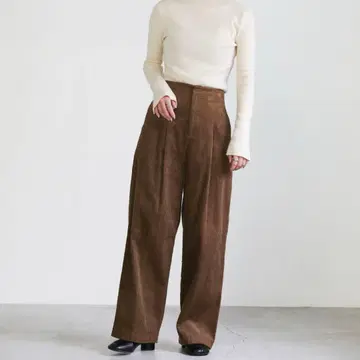 select MOCA 하이웨스트 코듀로이 턱 팬츠