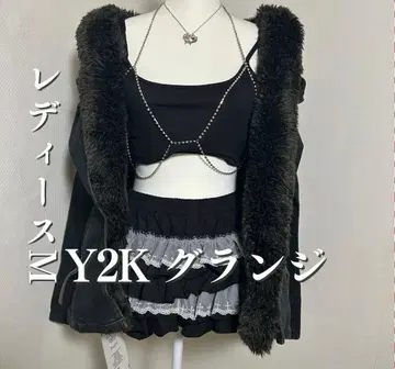 Y2K 고딕 펑크 퍼 데님 자켓 헤이세이 갸루 서브컬처 지뢰계 그런지