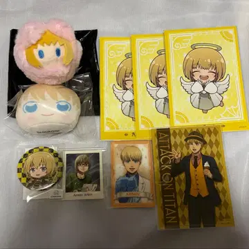 진격의 거인 알민 굿즈 세트 캔뱃지 엽서 봉제 인형