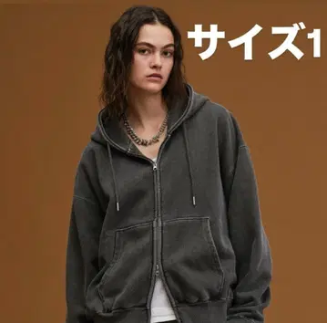 soerte 헤비 웨이트 더블 지퍼 후디 차콜 그레이