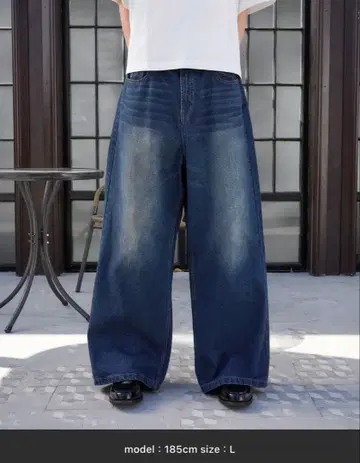 Regen Glanz 와이드 배기 데님