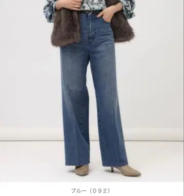 UNTITLED [코튼 100%] 와이드 스트레이트 데님 팬츠 블루 계열