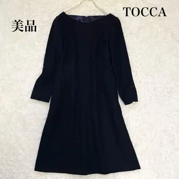 새상품급 토카 포멀 원피스 울 리본 긴팔 네이비 사이즈 4