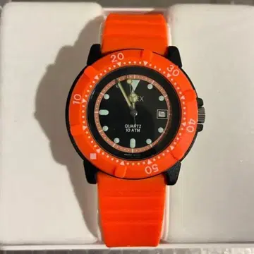 오렌지 실리콘 밴드 쿼츠 손목시계