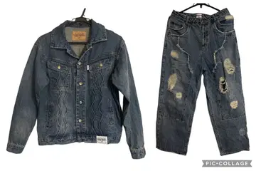 셋업 데님 자켓 G 청바지 데미지 데님 오버