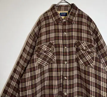 애로우 체크 무늬 안감 퀼팅 충전솜 플란넬 셔츠