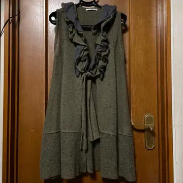 프릴 니트 롱 베스트