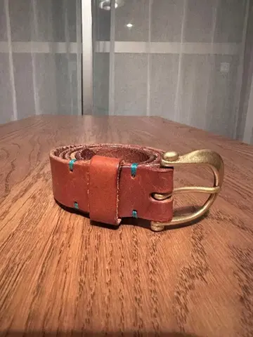 브라운 가죽 벨트 놋쇠 버클