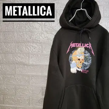 메탈리카 METALLICA 구제 의류 후드 맨투맨 블랙 H&M 속기모