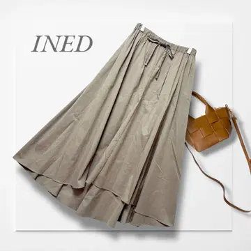 이네드 피쉬테일 스커트 (7호) 카키 플레어 고급  성숙/러블리