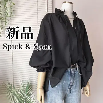 [ 새상품 ] Spick & Span 하이 프릴 리본 블라우스 블랙