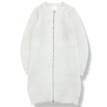 Whim Gazette 링 지퍼 리브 롱 가디건 화이트 계열 F