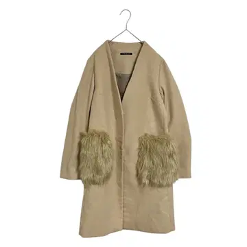 T547 INGNI 잉그 노카라 코트 포켓 퍼 M 베이지