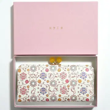 [ 미사용 새상품 ] 유젠분코 고양이 패턴 가마구치 장지갑 소가죽 일본제