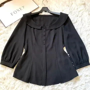 미사용급 폭시 화이트 문 블라우스 드레이프감 소재 봉긋한 소매 38