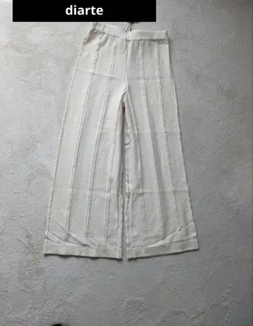 Diarte 아이보리 스트라이프 코튼 와이드 팬츠